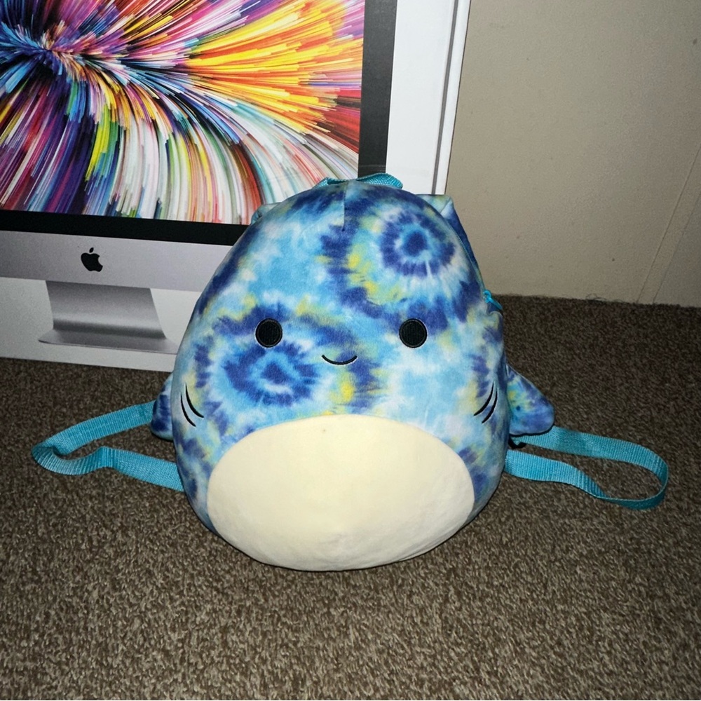 luther the shark tie dyed stuffed animal plush zip backpack